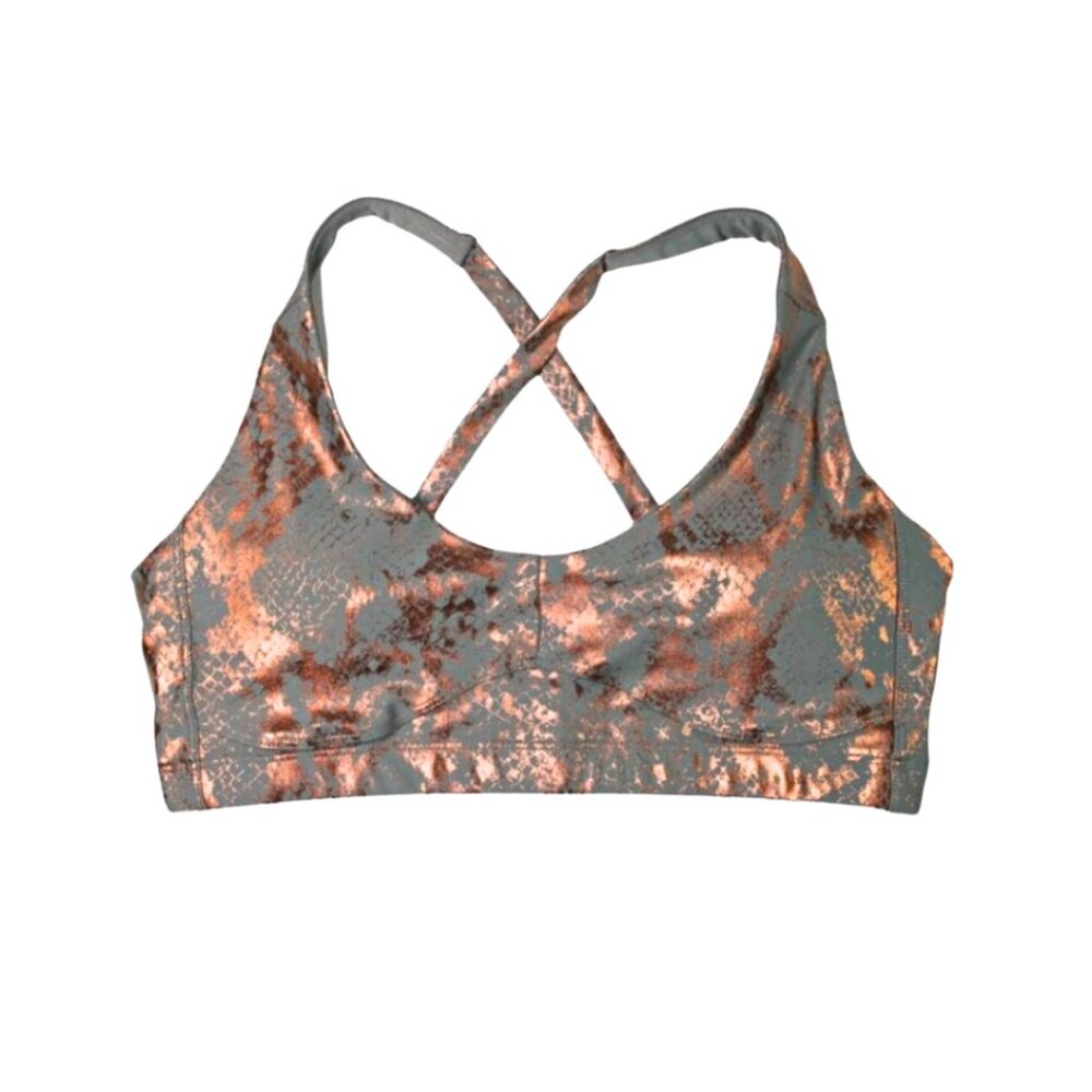 NWT Animal Print Sports Bra Snakeskin Bronze Copper Gym Yoga Activewear